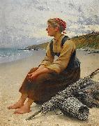 August Hagborg Ostronplockerska pa stranden Germany oil painting artist